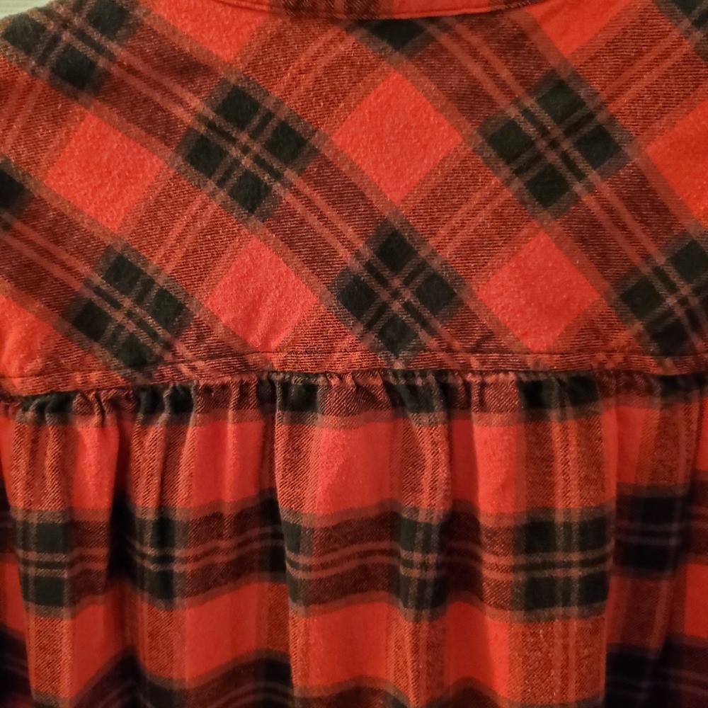 Terra & Sky sz 4X buffalo red plaid flannel shirt cabin cozy drop shoulder - Picture 7 of 15